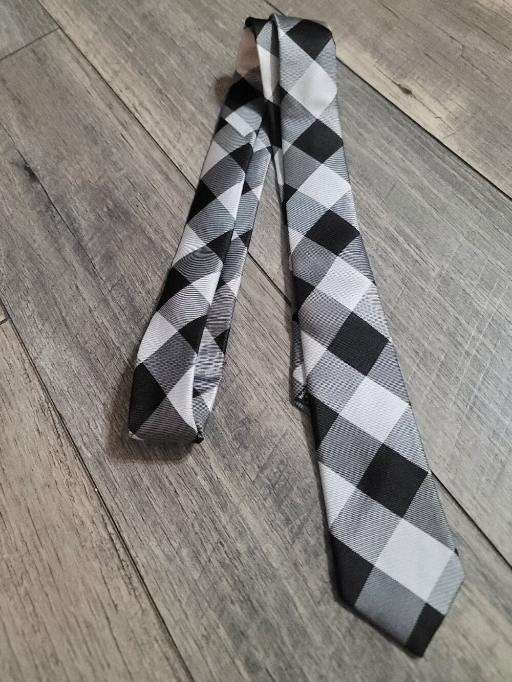 Ben Sherman Black & Gray Plaid Men's Silk Tie